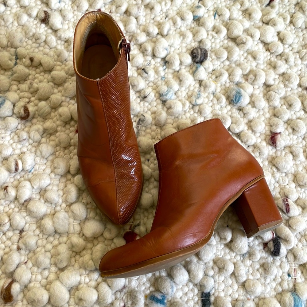 Maison Martin Margiela MM6 brown snakeskin ankle boots, Sz 36 EU/6 US